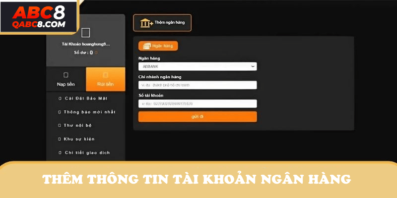 Thêm thông tin tài khoản ví điện tử/ngân hàng