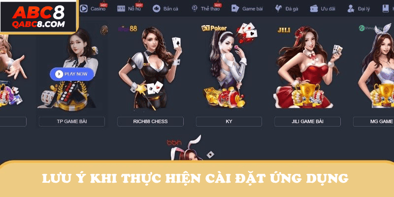 Lưu ý khi thực hiện cài đặt ứng dụng ABC8